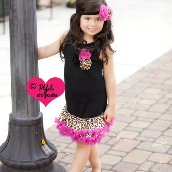 Girls Summer Dress Pink Leopard Print NEW 3 PC - Picture 3 of 6